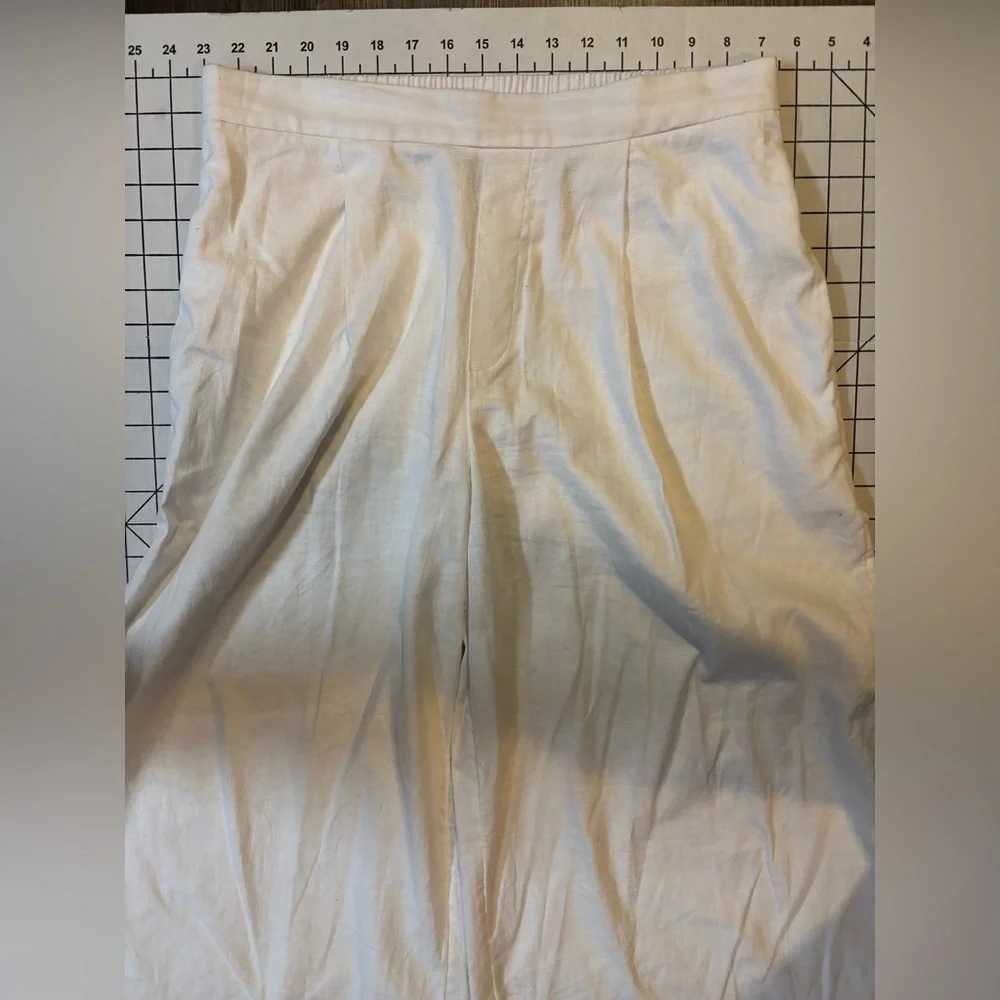 Banana Republic Women’s Medium White‎ Linen Blend Wide-Leg Cropped Pants